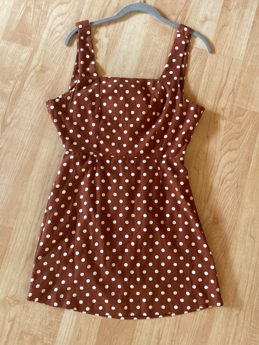 Brown Polka Dot Monteau LA Dress with Pockets!